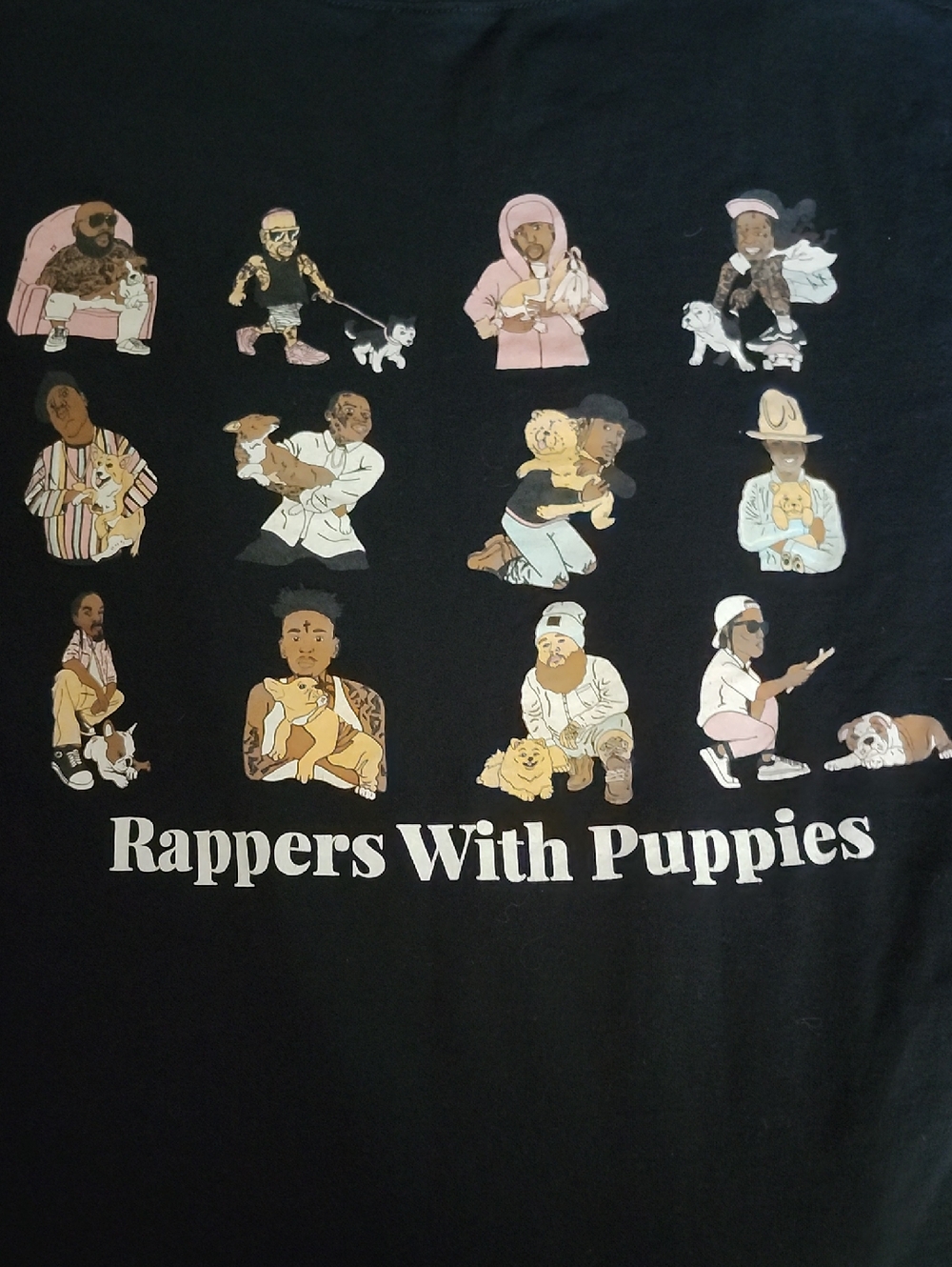 Rappers With Puppies Kids Black Graphic Tee